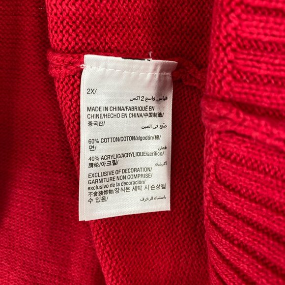 Karen Scott Sweater 2X Womens Plus Red Embroidered Snow Flake Crewneck Pullover - Picture 7 of 7